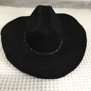 FRYE OSFM UNISEX Black Felt Studded Cowboy Hat